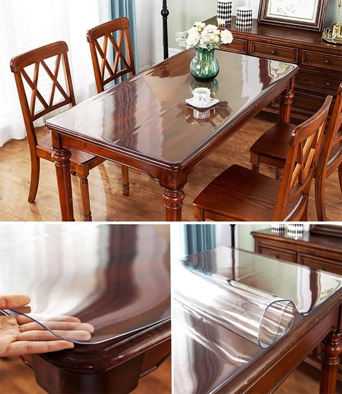 Clear Table Protector, Ultra Smooth Vinyl, Custom Clear Desk Mat Cover for Desk Top, Desk Protector Mat for Table (1.5mm Thick,19x22 inch)