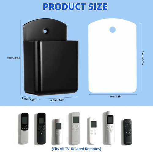 Leinuosen 12 Pcs Remote Control Holder Wall Mount Self Adhesive TV Controller Holder Black TV Remote Organizer Wall Pen Organizer for Home Office School Storage Accessories