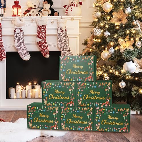 Christmas Shipping Boxes Medium 9x6x4 Inches, 30 Pack Green Christmas Gift Boxes with Lids, Cardboard Wrapping Box for Presents, Packaging, Mailing, Small Business