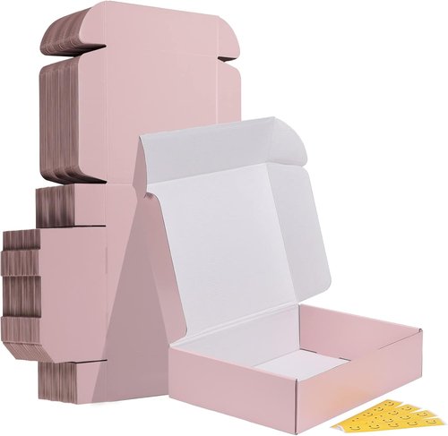 HORLIMER Shipping Boxes - Set of 20 Pink Medium Corrugated Cardboard Gift Mailer Boxes | 12x9x3 Inches