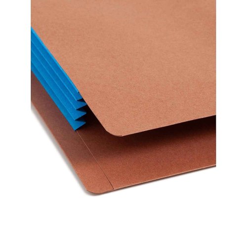 Smead End Tab File Pocket, Reinforced Straight-Cut Tab, 3-1/2" Expansion, Extra Wide Legal Size, Redrope with Blue Gusset, 10 per Box (74679)