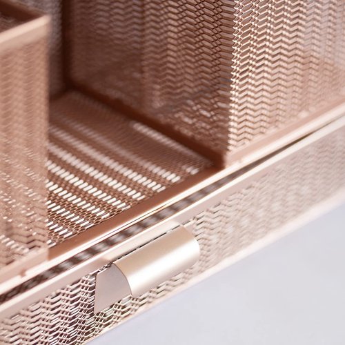 BLU MONACO Rose Gold Desk Organizer with Sticky Note & File Holder – Office Accessories & Workspace Storage, Vanity & Bathroom Countertop Organizer