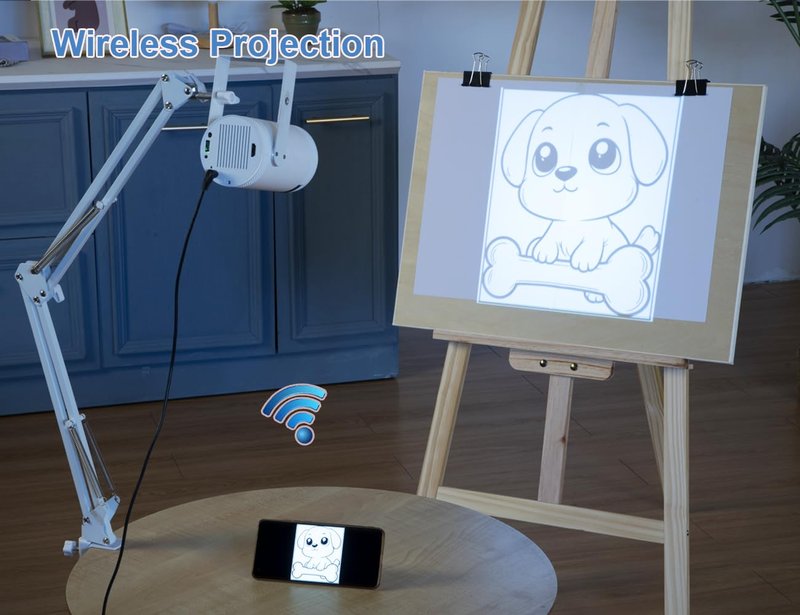 Art Projector for Tracing Drawing Painting,Wireless Projection for Desktop Wall Canva Drawing, Only Compatible with Iphone Ipad Airplay, USB&HDMI input, Arts&Crafts tracing Tool for Kids and Beginners