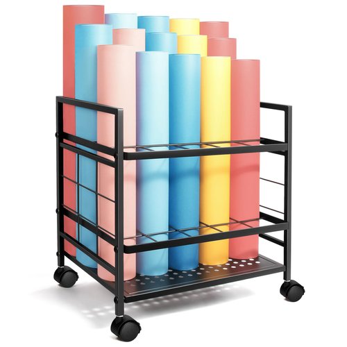 Blueprint Holder with Wheels, 20 Slots Blueprint Storage Rack, Blueprint Storage Cart for Storing Blueprint Map Poster Architectural Plan, Blue Print Storage Organizer for Home, Office, School