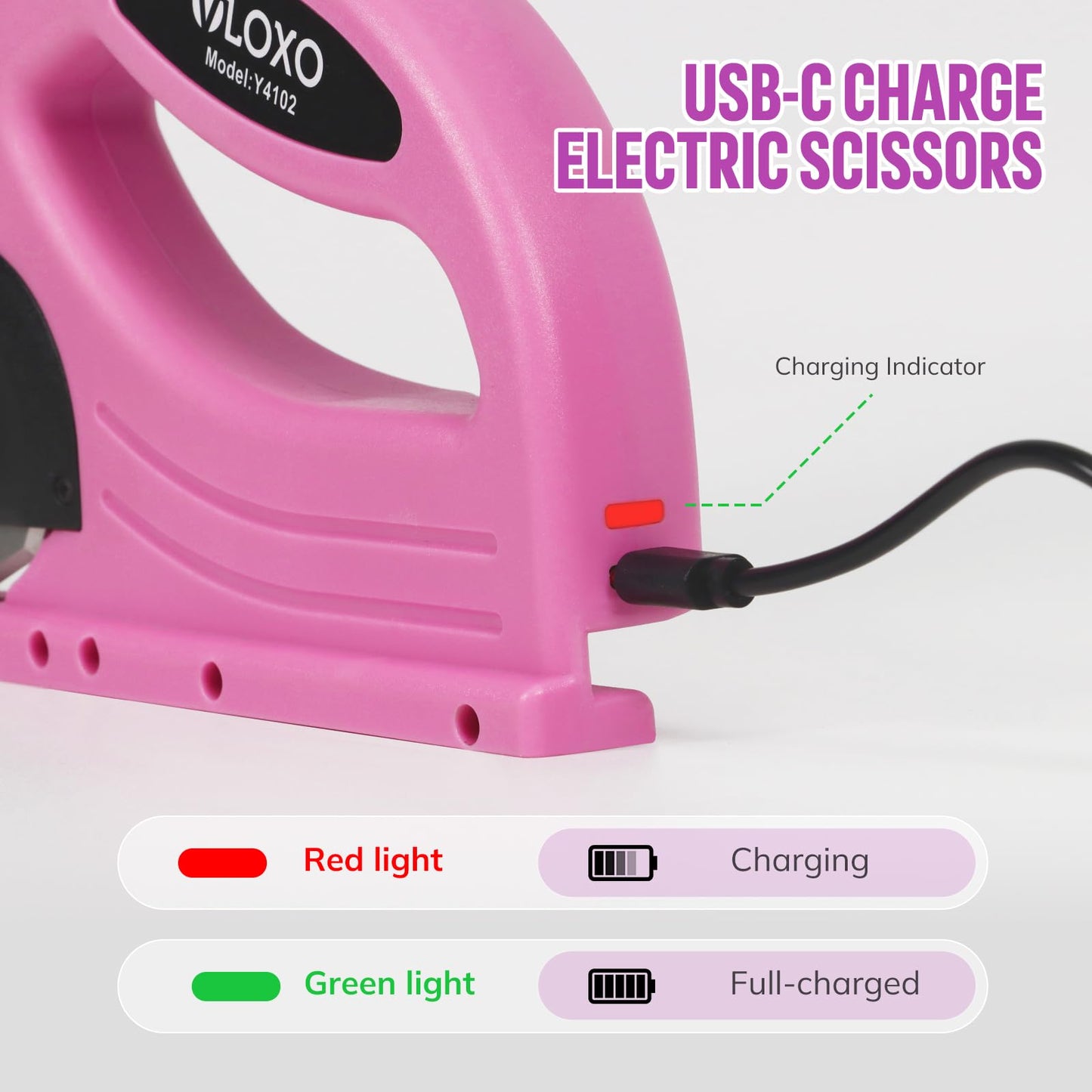 VLOXO Cordless Electric Scissors, 4V Electric Rotary Scissors for Fabric Cardboard Cutter with Safety Lock Rechargeable Rotary Cutter for Cardboard Packages Leather Canvas Paper Include Case