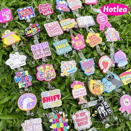 36 PCS Nurse Badge Reel Bulk Funny Retractable Badge Holders with Alligator Clips RN ICU MA LPN Badge Buddy Nursing Students Badge Accessories for Work