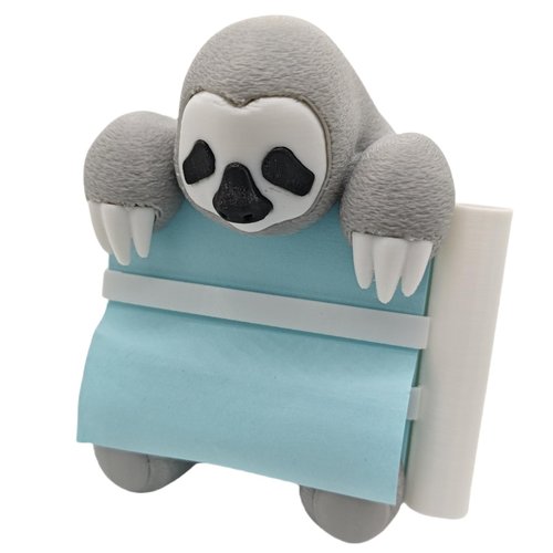 RhyNSky Gray Sloth Sticky Note Holder Pop-up Notes Dispenser with Pen Holder Cute for Desk Office School Accessories, 3x3 In, C38