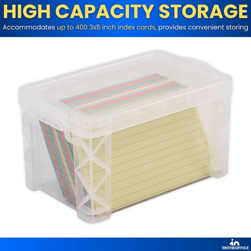 1InTheOffice Index Card Box 3x5 Index Card Holder 400 Capacity (2 Pack)