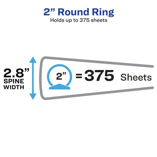 Avery Mini 3 Ring Binder, 5.5" x 8.5", 2" Round Rings, 375-Sheet Capacity, 2.8 Inch Wide Spine, Great for Home, School Supplies, Office, or Organization Needs, 1 Black Binder (27554)