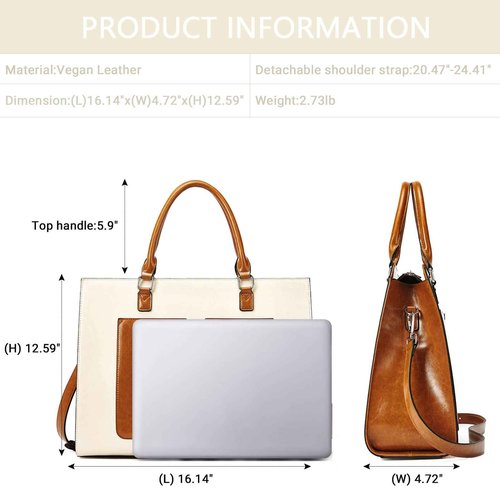 Telena Leather Briefcase for Women Laptop Tote Bag Business Work Briefcase Large Capacity Handbag