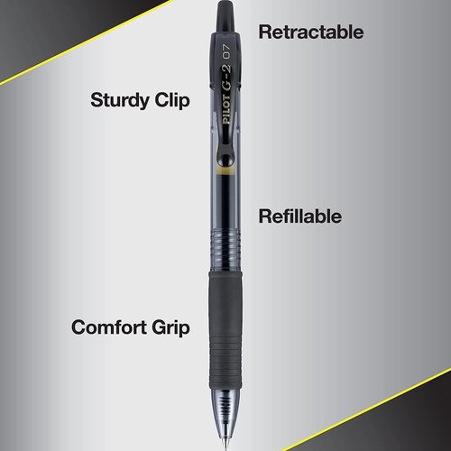 G2 Premium Gel Ink Roller Ball Pens - Ultra Fine Point (.38mm) Black Ink | 9-Pack with Refillable Comfort Grip Pouch