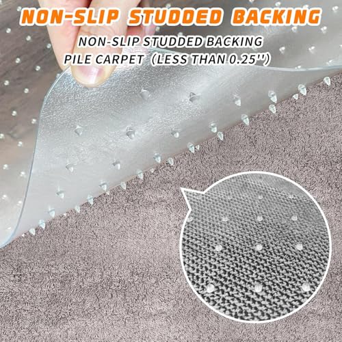 Office Chair Mat for Carpet Floors, Desk Mats 47"X59" for Rolling Desk on Low Pile Carpets, Rectangle Computer Gaming Plastic Floor Mats for Office Chair on Carpet, Flat Without Curling