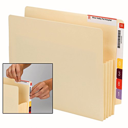 Smead End Tab Convertible File Pocket, Reinforced Split Score Tab, 3-1/2" Expansion, Tyvek®®-Lined® Gusset, Letter Size, Manila, 10 per Box (75165)