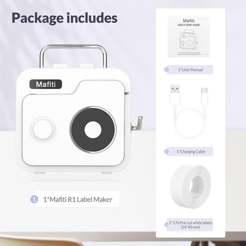 mafiti Label Maker Machine with Tape Bluetooth Wireless Label Printer Mini Label Makers Rechargeable Thermal Small Label Maker Easy to Use for Home Office School