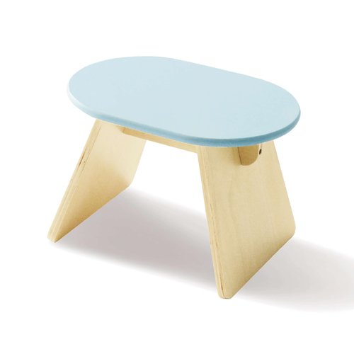SEICASAYA Step Stool, Solid Wood Chair, Pine Wood Construction, Rounded Edges, Minimalist Design (Light Blue)