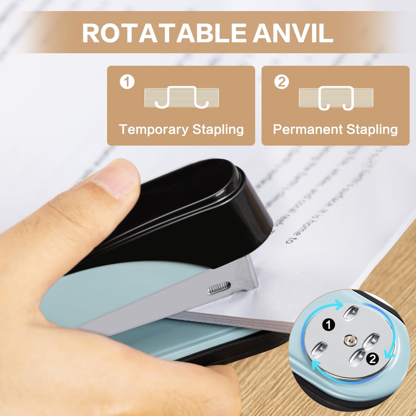 Deli Stapler Heavy Duty, Full Strip Staplers for Desk with 2000 Staples and Staple Remover, 50 Sheet Capacity, No Jam, Non-Slip Office Stapler with Staples for Office, Classroom, Blue