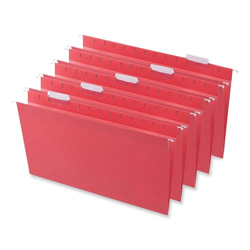 Universal 14218 Hanging File Folders, 1/5 Tab, 11 Point Stock, Legal, Red (Box of 25)