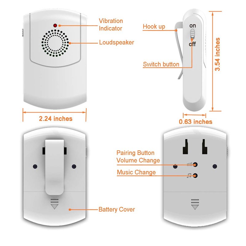 EverNary Caregiver Pager Wireless Call Button System Personal Alert Panic Button for Home Elderly Nurses Calling System with Pager and Emergency Button (1Receiver+1Button)