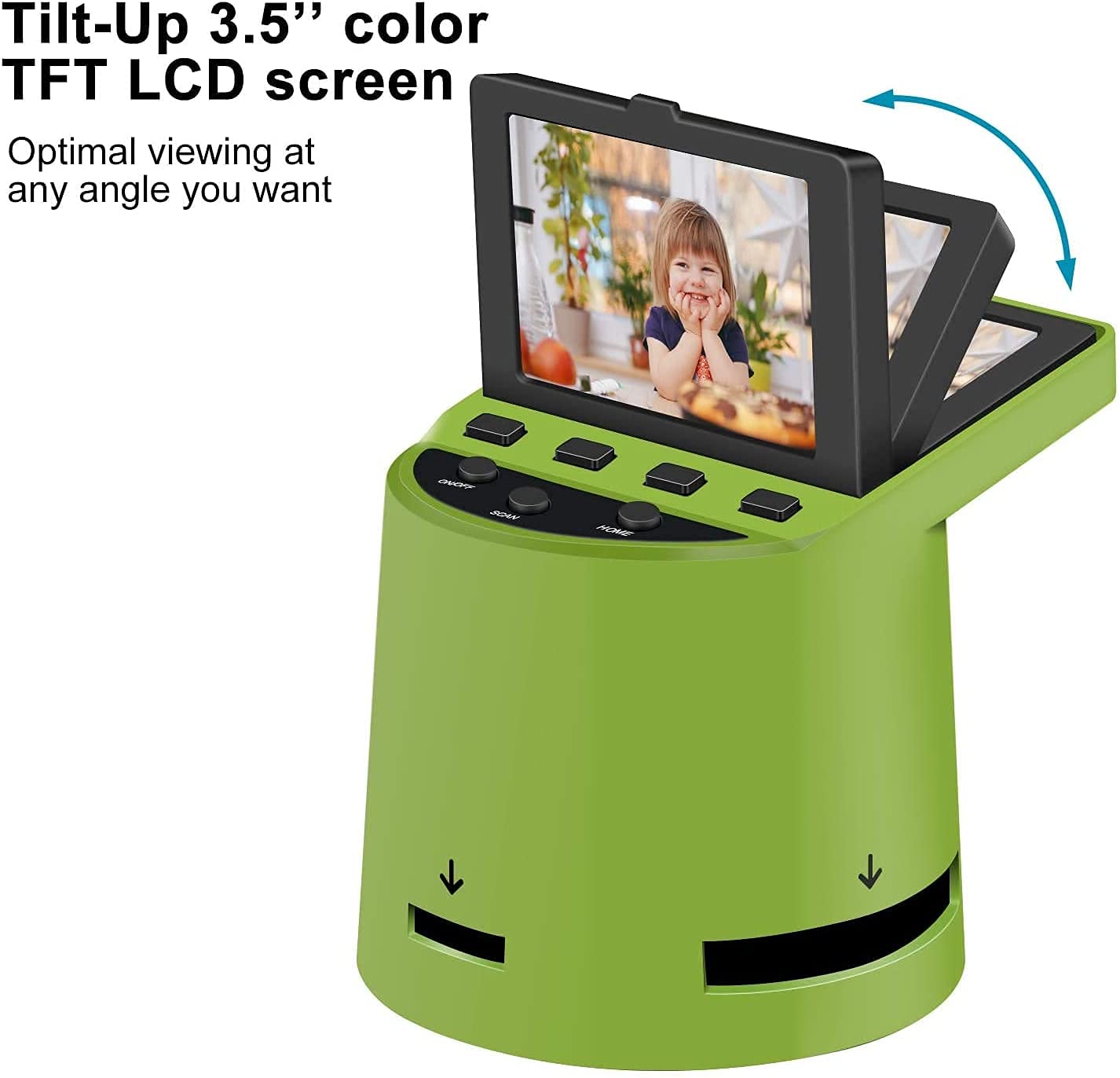 Wireless Digital Film Scanner with 22MP, Converts 35mm, 126, 110, Super 8 Films, Slides, Negatives to JPEG, Tilt-Up 3.5" Large LCD, Transfer Pictures to Phones Via WiFi Connection, MAC &PC Compatible