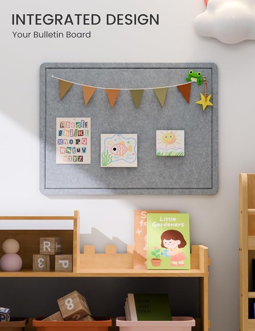 Fluxynara Cork Board Alternative - Foldable Felt Pin Board with 12 Adhesive Tabs | 23.6" x 17.5" - Blue Gray for Home, Office, Classroom