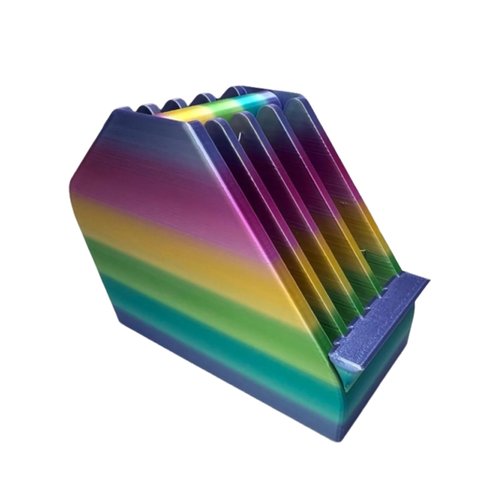 Double Sided Tape Dispenser Holder for 4 Rolls (1/8", 1/4", 3/8", 1/2") - PLA Plastic Organizer, 6x3x4 Inch, Easy Install & Use (Rainbow Colors 2)