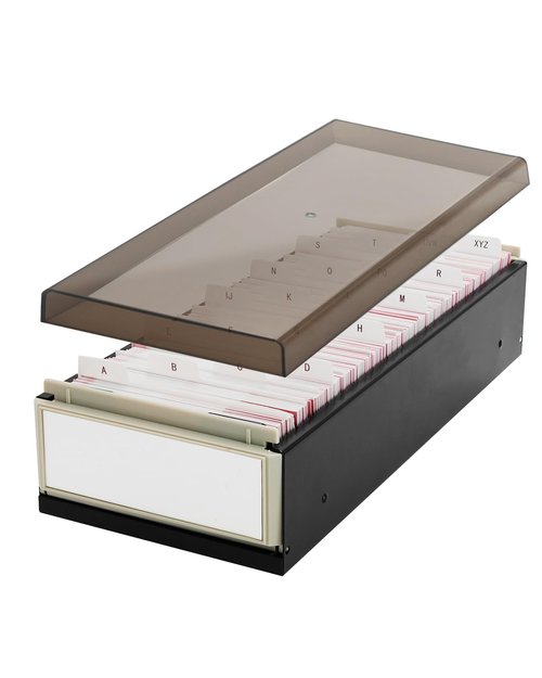 Business Card Holder Organizer for Desk with A-Z Alphabetical Tabs, 800-Card Capacity Lidded Desktop Business Cards Storage Box, Credit Flash Card Holder (Fits 3.5 x 2.2 Inches Cards)