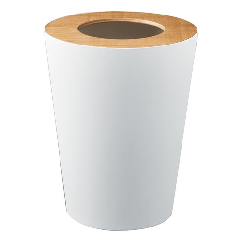 Yamazaki Home Trash Can - Small Modern Home Wastebasket for Bathroom Kitchen office Steel + Wood One Size Ash