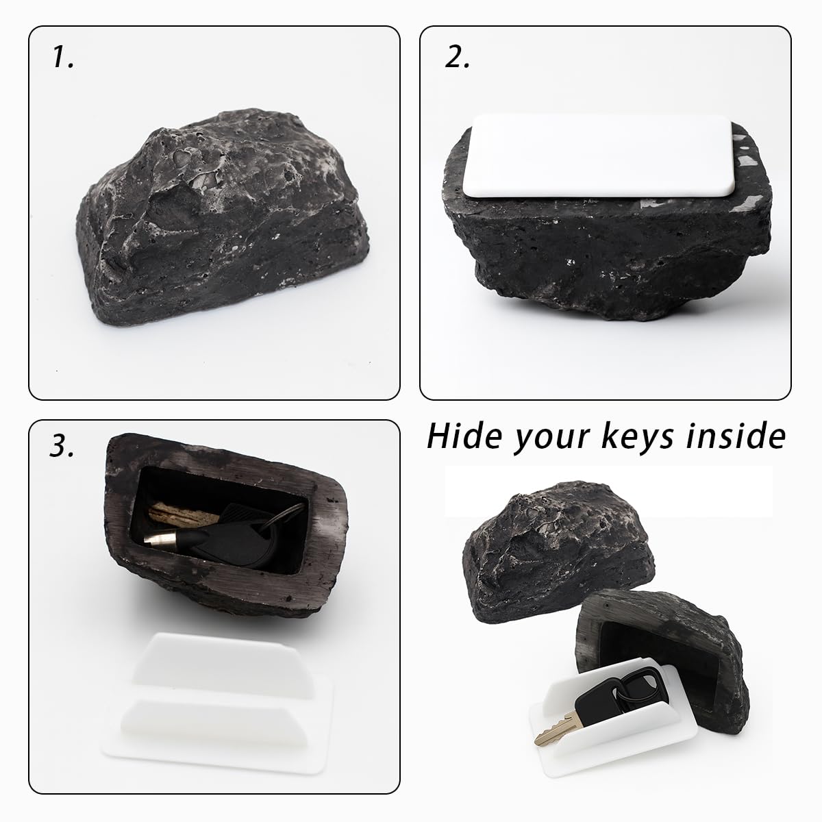 Hidden Holder Rock for Outside – Waterproof Spare Key Hider, Realistic Outdoor Key Hiding Spot, Fake Rock Safe for Garden, Yard, Driveway Security