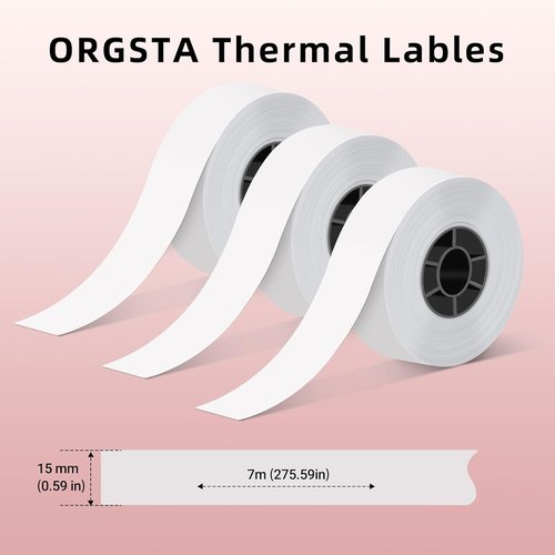 ORGSTA S001 Label Maker - Portable Bluetooth Thermal Printer for Home & Office Organization | Includes 3 Tape Rolls - White