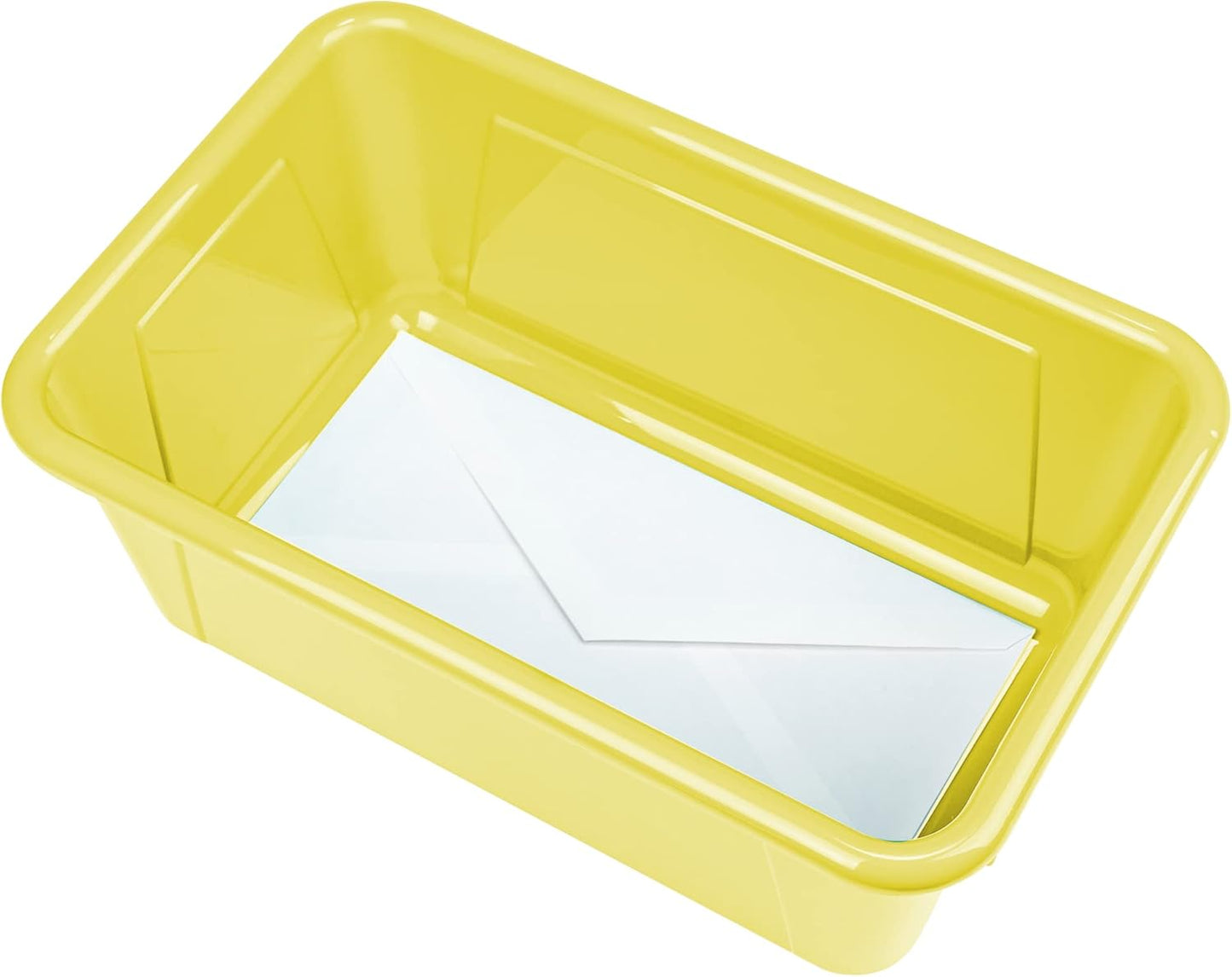 Storex Small Cubby Bins - Pack of 5, 12.2 x 7.8 x 5.1 Inches, Bright Yellow Storage Solution