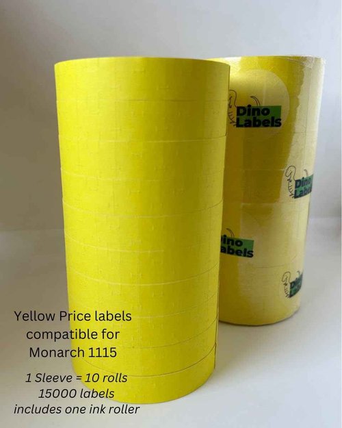 1115 Pricemarking Labels Compatible for Monarch 1115 (15K) Labellers, 6 Sleeves = 90000 Labels (Yellow 6 Sleeve)