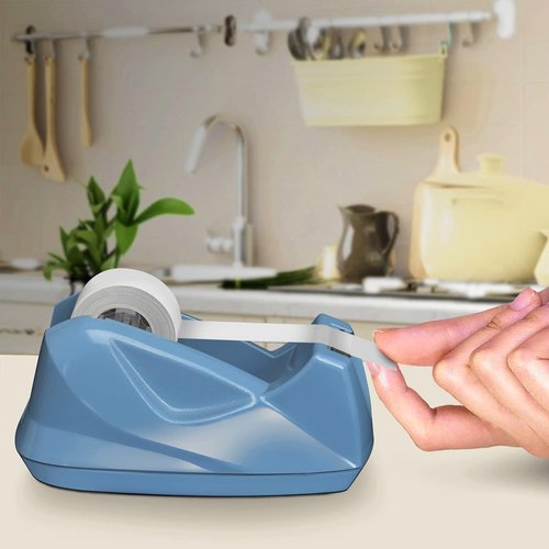 Acrimet Premium Tape Dispenser - Heavy Duty Plastic with Non-Skid Base | Light Blue Color