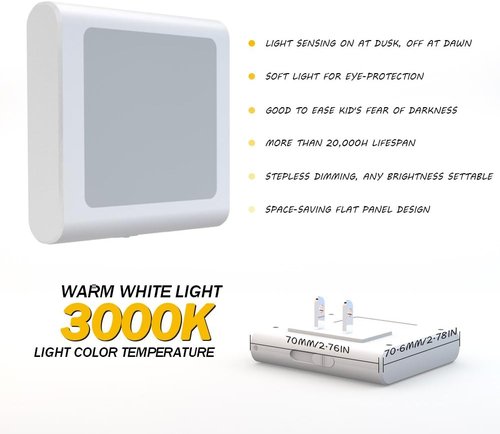 MAZ-TEK Dimmable LED Night Light - Auto Dusk to Dawn Sensor | Soft Warm White | 4 Pack for Home Use