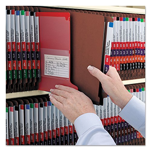 Smead 100% Recycled End Tab Pressboard Classification File Folder with SafeSHIELD Fasteners, 2 Dividers, 2" Expansion, Legal Size, Red, 10 per Box (29860)