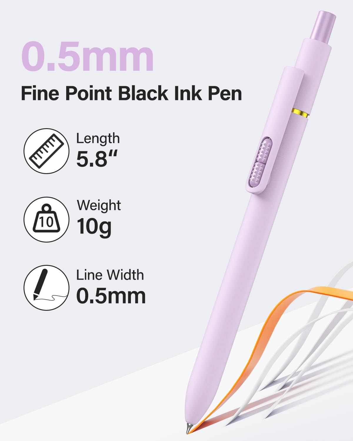 inkipen 8Pcs Gel Pens - 0.5mm Black Ink Pens Fine Point Smooth Writing, Quick Drying Journaling Pens, Cute School & Office Pens for Gift