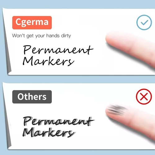 Cgerma Ultra Fine Point Permanent Markers - 18 Pack Waterproof, Quick-Dry, No Bleed for Plastic, Wood & More