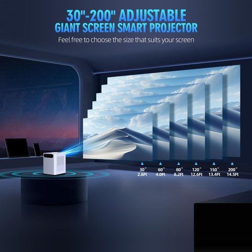 Projector with 5G WiFi and Bluetooth, 4K HD 20000L Portable Movie Projector with Mini Tripod, Outdoor Projector for Home Theater Compatible with iOS/Android/Laptop/TV Stick/USB/PS5