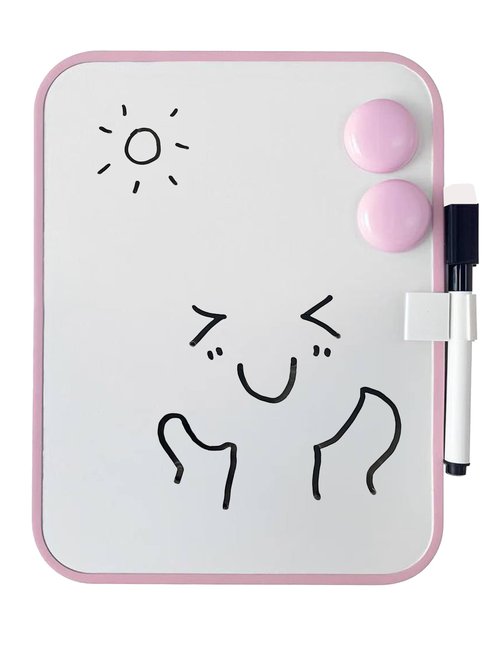 Magnetic Dry Erase Board for School Locker, 6" x 8", Erasable Notepad, Pink Framed with Marker and 2 Magnets - Portable Small Drawing Teaching Whiteboard for Classroom, Home, Office, Desk Accessories