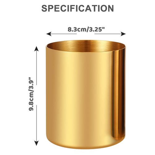 2 Packs Gold Pen Holder for Desk, SUS304 Stainless Steel Pen Organizer for Desk, Pencil Holder,Pencil Cup,Pen Cup,Desktop Stationery Organizer