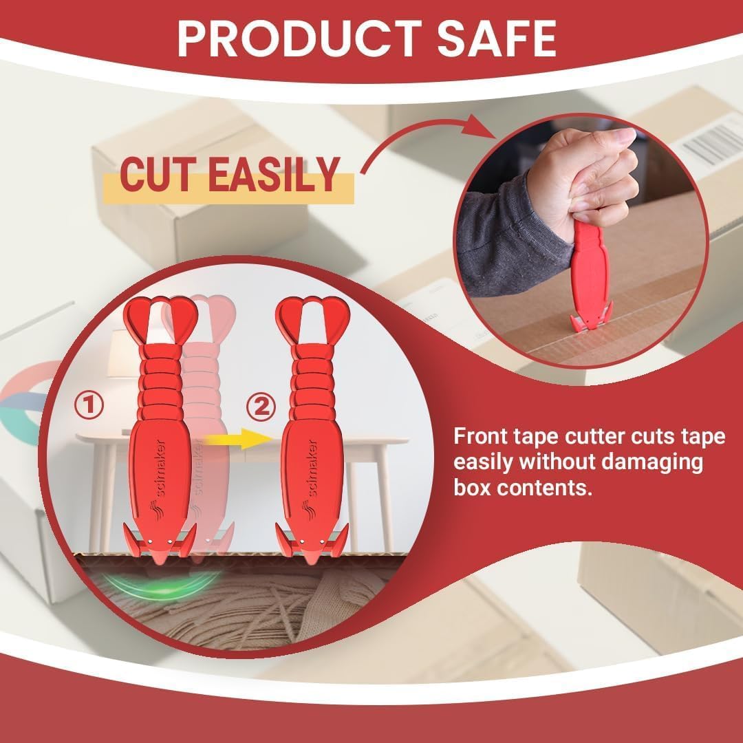 Skiennix Safety Box Cutter - Recessed Stainless Steel Blade Utility Knife for Efficient Package Opening | 6-Pack