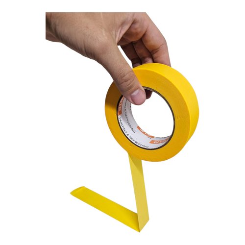 WTP TOOLS MTE18-48 Automotive Industry Masking Tape for Painting and Refinishing, Yellow Color, 3/4" Width, 55 Yards Length (18mm x 50m), Box of 48pcs - High Temperature Resistant - No Residue