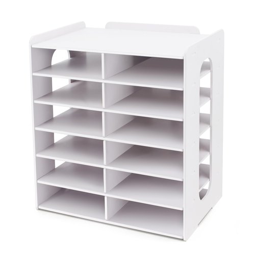 SONGWAY Desktop Mail Sorter Organizer - Small File Organizer for Desk, Desk Bills Storage, 12 Slots Ink Pad and Stamp Pad Storage Rack