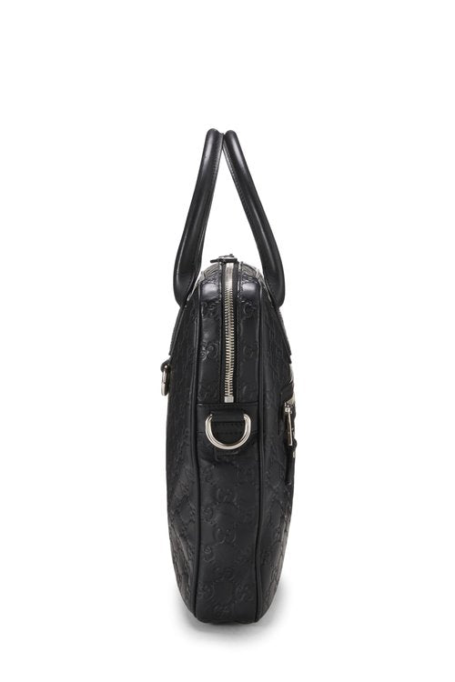Gucci, Pre-Loved Black Guccissima Leather Briefcase, Black