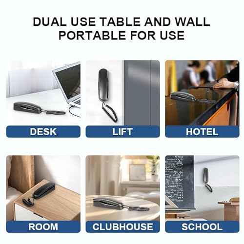 OF-990 Slimline Telephone Wall-Mountable Basic Corded Telephone No AC Power Required, Corded Home Phone Black