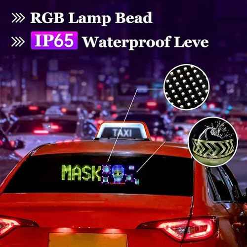 GOTUS LED Car Sign,Programmable Scrolling LED Sign,Bluetooth APP,DIY Design Animations,Text, Graffiti,Colour (15''x4'')