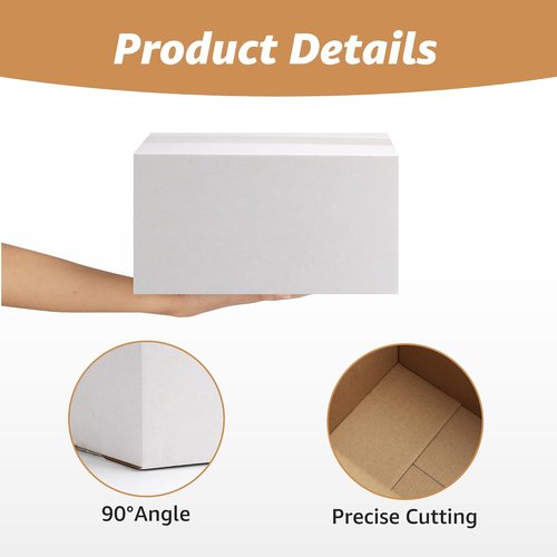 EXYGLO 40-Pack Shipping Boxes - 9x6x3 White Corrugated Cardboard for Packaging & Moving