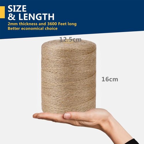 PerkHomy Jute Twine String - 3600 Feet Natural Thin for Crafting, Gardening & Gift Wrapping | 3-Ply, 2mm
