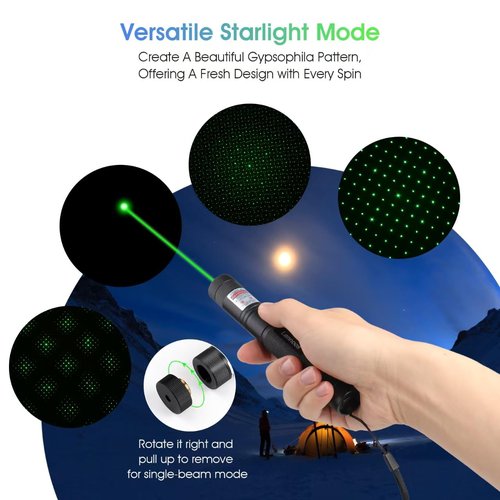 Lennoos USB-C Rechargeable Green Laser Pointer - Advanced Long-Range Laser Pointer High Power with Star Cap for Astronomy, Construction, Presentations, and Outdoor Adventures