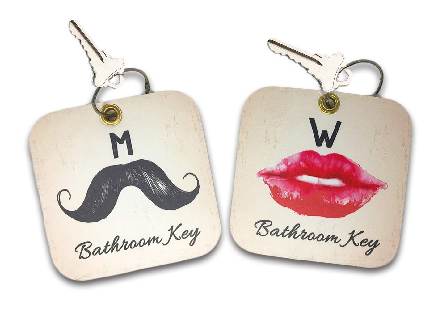 Pro Image Large Restroom, Pass Key Tag Holder w/Key Ring Cool Design | Male and Female Bathroom Passes w/Keychain Ring | For School, Office, Restaurant, Men's & Women's 6 “ x 6”