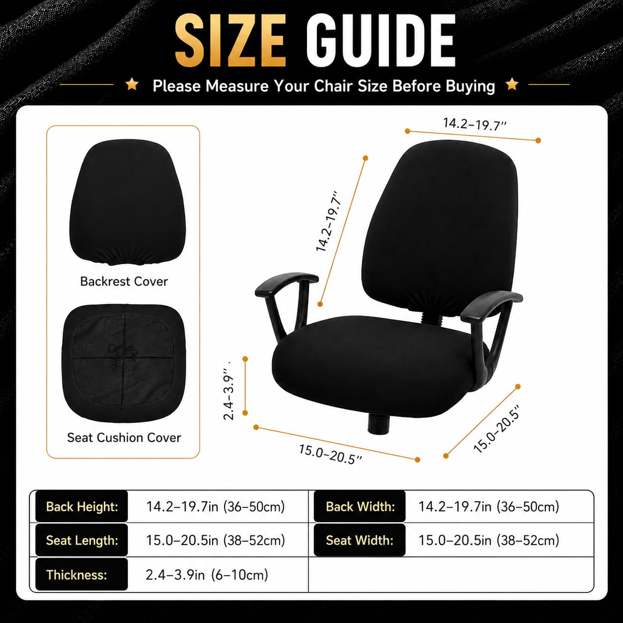DIVA EN CAMINO DEC Stretchable Desk Office Chair Seat Covers - Universal Stretch Computer Chair Slipcover - Washable Rotating Backrest Coverings & Cushion Protectors for Dogs, Cats, Pets, Mid Gray